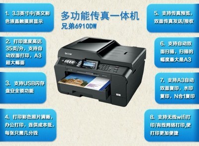 【兄弟J6910DW打印复印扫描传真多功能A3一体机带无线及双面打印】价格,厂家,图片,多功能一体机,深圳市兴业办公设备-